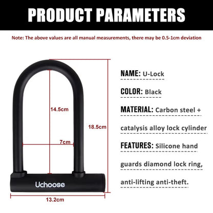 Anti Theft Convenient Motorcycle Accessories Security Lock Reinforced with Key anti Theft Lock U-Shaped Bicycle Motorbike Lock