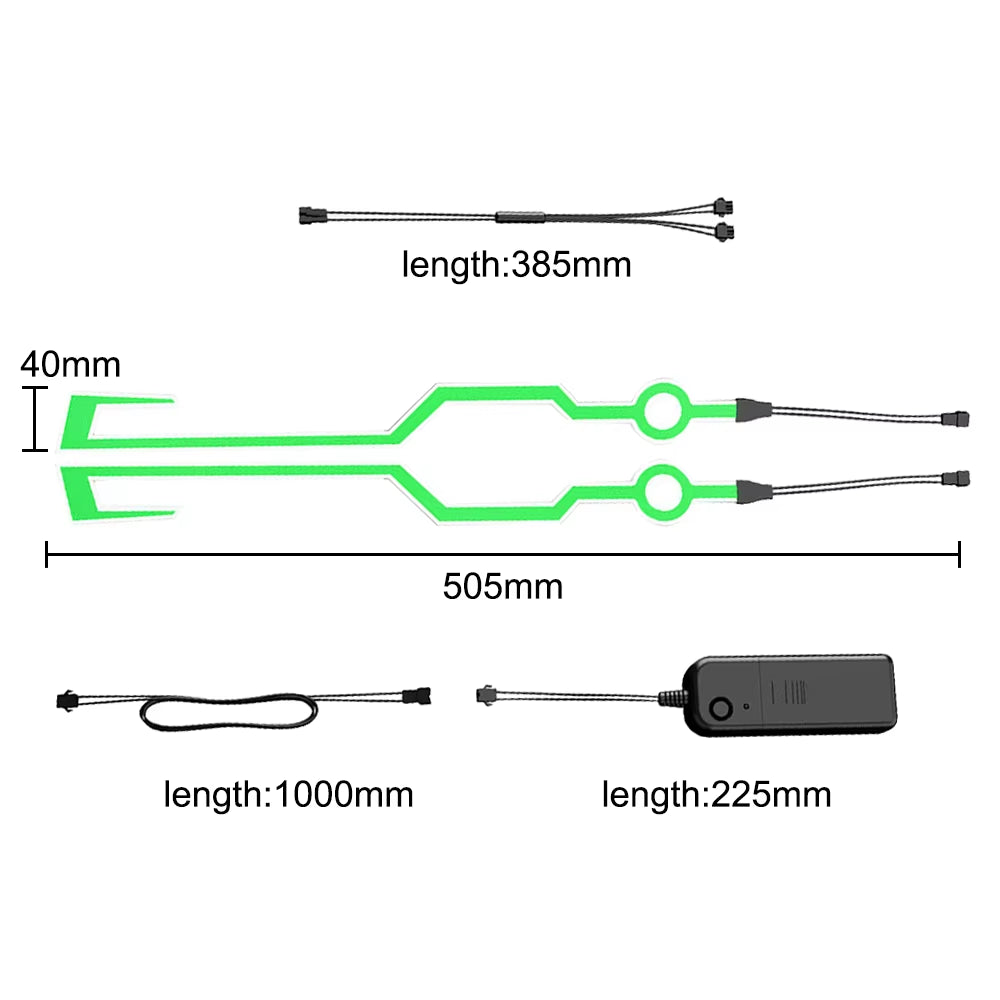 Motorcycle Helmet LED Warning Lights for Night Riding - Waterproof EL Cold Light Strip with 4 Flashing Accessories